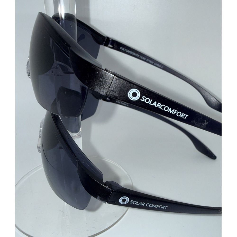 Lot of 2 Authentic Solar Comfort Polycarbonate Sunglasses- 6706 UV Wrap Black - Picture 3 of 13